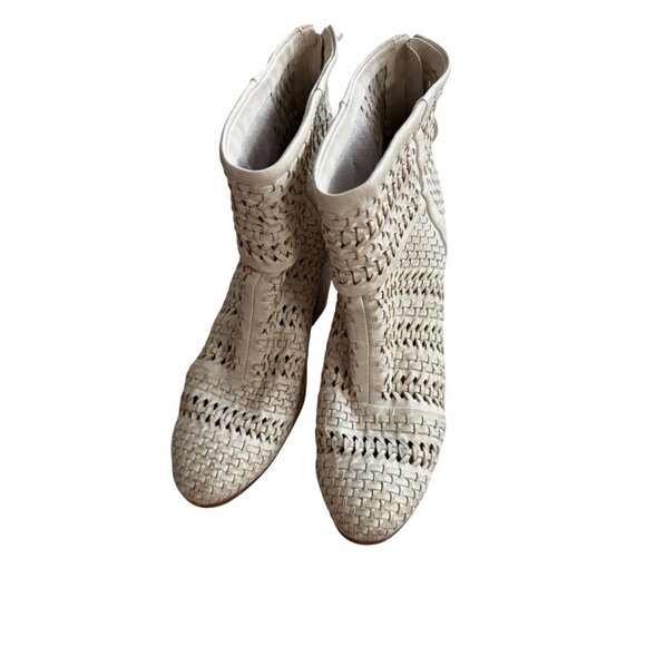 RAG & BONE Off White Woven Leather Ankle Boots Size 39.5 / 9.5 - Picture 3 of 12